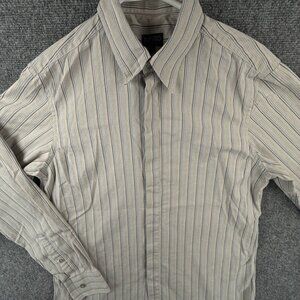 Kenzo Homme Gray Striped Button Up Shirt Long Sleeve Cotton Designer Size 16